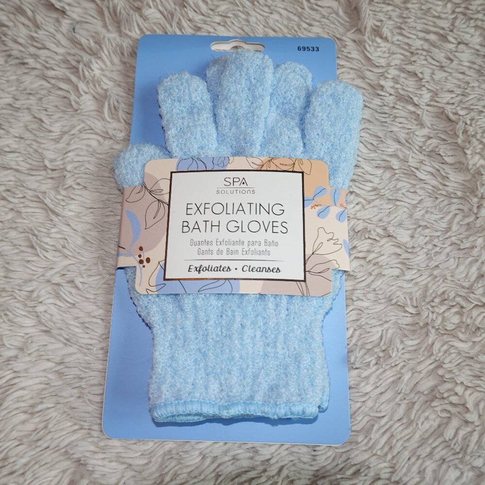 SPA Solutions Exfoliating Bath Gloves, Blue, Brand New, NWT